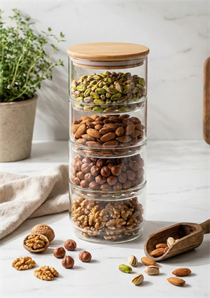 4 Katlı Cam Saklama Kabı Seti, Küçük boy - 5 Parça, 200 ML