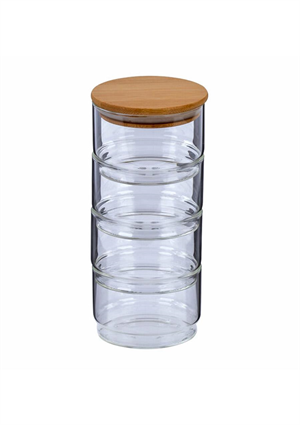 4 Katlı Cam Saklama Kabı Seti, Küçük boy - 5 Parça, 200 ML