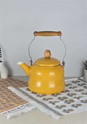 Alev Vintage Demlik - Ahşap Saplı Emaye Çaydanlık, Kettle - 2.5 Litre
