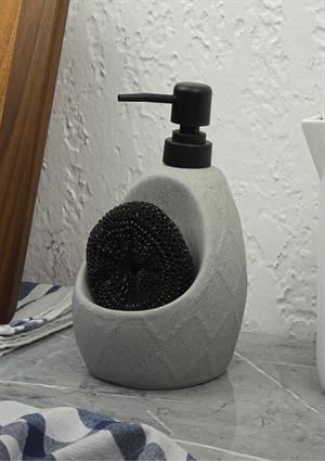 Taş Desenli Sıvı Sabunluk - Sünger Hazneli Mutfak Sabunluğu - 700 ML - Prizma Desen