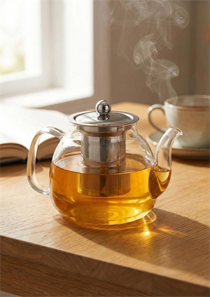 Corbeen Borosilikat Cam Demlik - 1 Litre, Oval