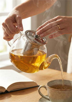 Corbeen Borosilikat Cam Demlik - 1 Litre, Oval