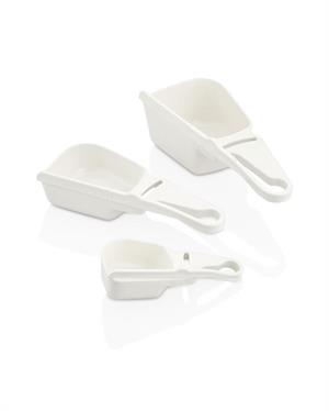 Plastik Ölçü Kabı Seti - Silme Aparatlı - 3 Parça - Krem
