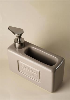 Ashley Taupe Porselen Sıvı Sabunluk - Sünger Hazneli Mutfak Sabunluğu - 750 ML