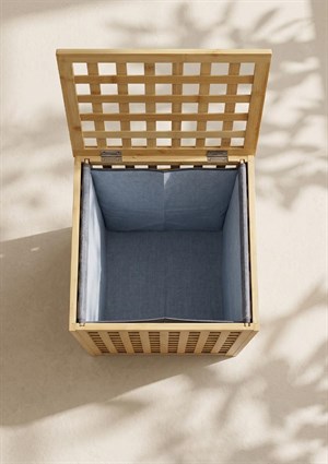 Dekoratif Bambu Çamaşır Kirli Sepeti Hasır Desenli 40x40x58