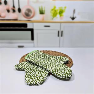 Hometarz 2 li Desenli Keçeli Isıya Dayanıklı Kumaş Fırın Eldiveni
