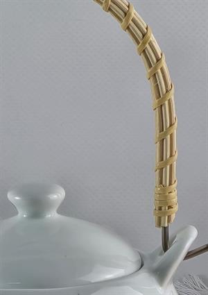 Enjoy Porselen Demlik - Hasır Saplı Çay Demliği - Üstten Saplı Demlik - 1 Litre