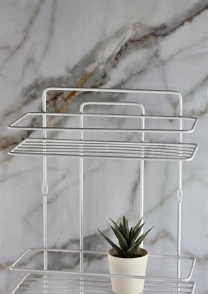 3 Katlı Banyo Rafı - Termo Plastik Kaplama Metal Şampuanlık - Üç Raflı