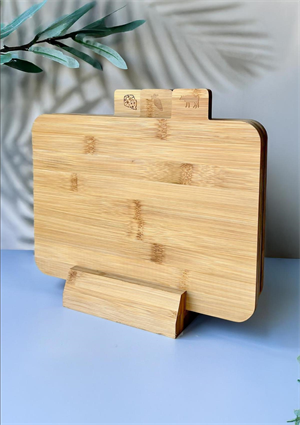 3lü Stantlı Kesme Tahtası Seti - Bambu Kesme Tahtası Takımı - 4 Parça