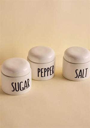 Francesco 3lü Porselen Ergonomik Baharatlık Seti Yuvarlak Formlu Beyaz Takım