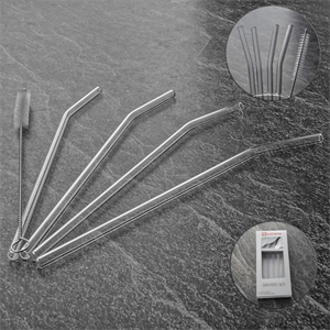 Hometarz 4 lü Eğimli Cam Pipet Şeffaf Temizleme Fırçalı