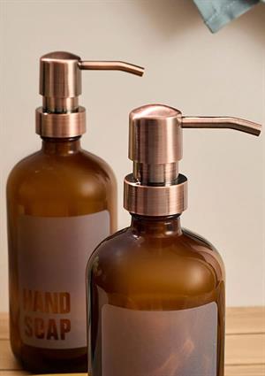 Lozione 2’li Mutfak Sıvı Sabunluk Seti - Bambu Stantlı Sıvı Sabunluk Takımı - 2x500 ML, Amber