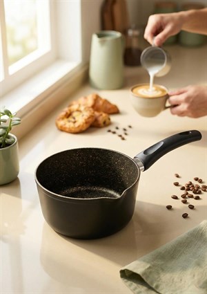 Granit Sütlük Tava Kaçerola Siyah 16 CM