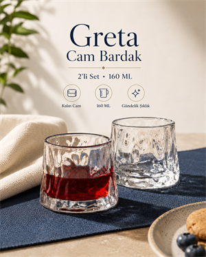 Greta Cam Bardak - 2li Set, 160 ML
