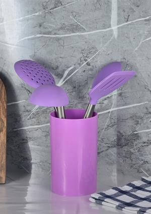 Silikon Servis Seti - Stantlı Kepçe Kevgir Takımı - 5 Parça