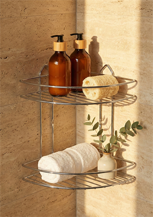 Hometarz Paslanmaz Köşelik 2 li Şampuanlık Banyo Köşeliği Rafı