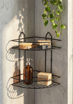 Hometarz Paslanmaz Köşelik 2 li Şampuanlık Banyo Köşeliği Rafı