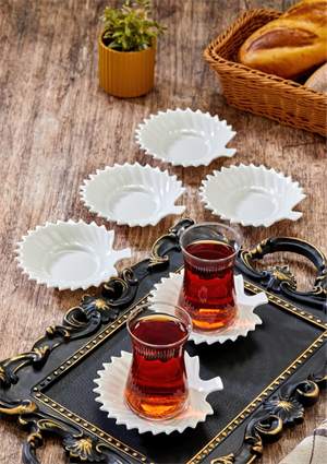 İstiridye Çay Tabağı Seti - 6 Parça, 11 CM