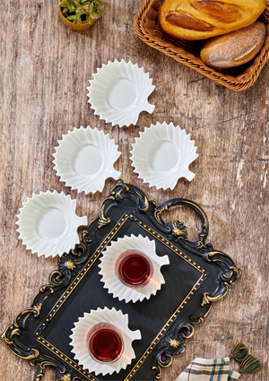 İstiridye Çay Tabağı Seti - 6 Parça, 11 CM