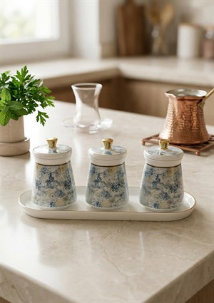 Juvia 3lü Porselen Baharat Takımı - 7 Parça, 150 ML, Küçük Boy