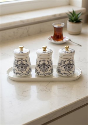 Juvia 3lü Porselen Baharat Takımı - 7 Parça, 150 ML, Küçük Boy