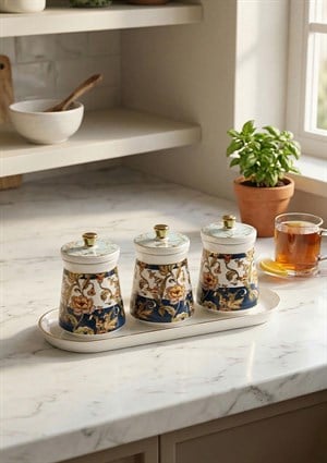 Juvia 3lü Porselen Baharat Takımı - 7 Parça, 150 ML, Küçük Boy
