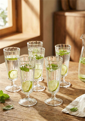 Kahve Yanı Flüt Cam Bardak Seti - 6 Parça, 140 ML