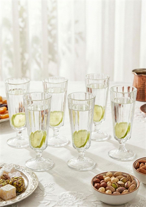 Kahve Yanı Flüt Cam Bardak Seti - 6 Parça, 140 ML