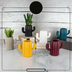 Kaktüs Saksı Kaktüs Şekilli Kalemlik Dekor Çiçeklik Saksı Plastik Kaktüs Biblo BPA İçermez 11 CM