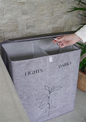 Keçe Katlanabilir Çamaşır Sepeti Çift Hazneli 53x33x60 CM