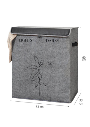 Keçe Katlanabilir Çamaşır Sepeti Çift Hazneli 53x33x60 CM