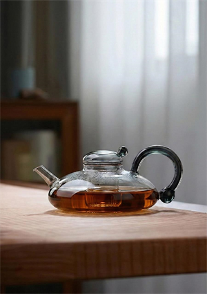 Kinu Füme Borosilikat Cam Demlik - 650 ML, Oval