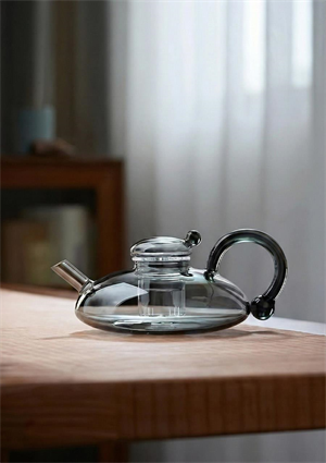 Kinu Füme Borosilikat Cam Demlik - 650 ML, Oval
