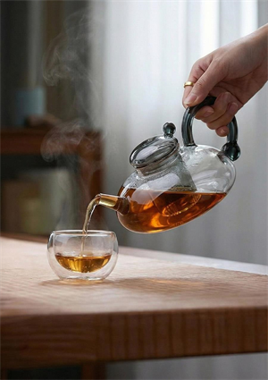 Kinu Füme Borosilikat Cam Demlik - 650 ML, Oval
