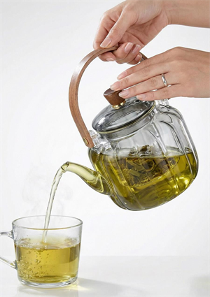 Kinu Füme Borosilikat Cam Demlik - 900 ML, Oval Köşeli