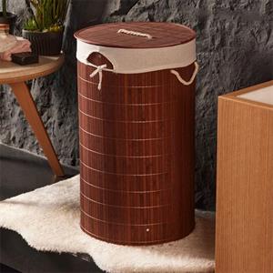 Kirli Çamaşır Sepeti Bambu Çamaşır Selesi Kapaklı Hasır Desenli Kirli Sepeti Düz 35x60