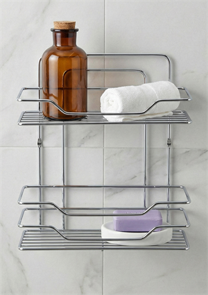 Krom Kaplama Banyo Rafı - 2li Banyo Düzenleyici 35x30 CM