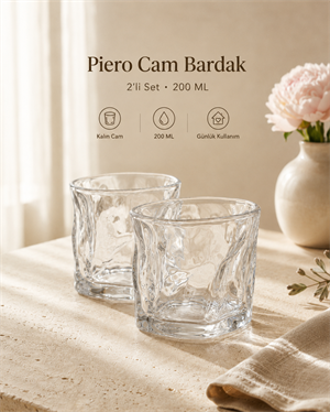 Piero Cam Bardak - 2li Set, 200 ML
