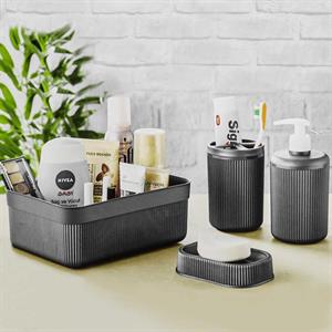 Hometarz 4 lü Plastik Banyo Seti Fırçalık Sabunluk Organizer