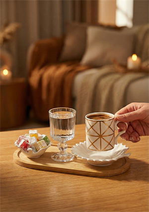 Porselen Kahve Fincanı Seti - Bambu Kahve Takımı - 90 ML, 30 Parça