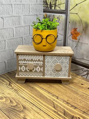 Hometarz Profesör Saksılar Yapay Çimli Sukulent Gözlüklü Saksı Bitki