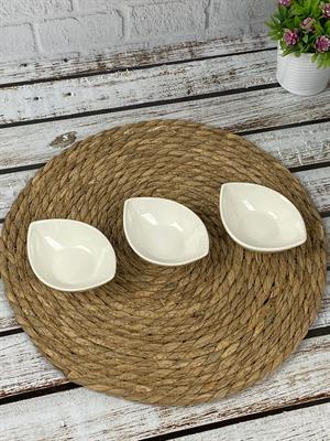 Bambu Stantlı 3lü Çerezlik - Porselen Lokumluk, Sosluk, Kahvaltılık Seti, - 3X50 ML