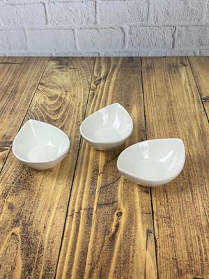 Bambu Stantlı 3lü Çerezlik - Porselen Lokumluk, Sosluk, Kahvaltılık Seti, - 3X50 ML