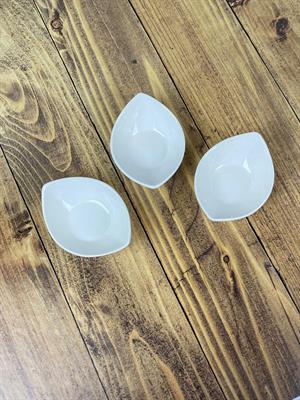 Bambu Stantlı 3lü Çerezlik - Porselen Lokumluk, Sosluk, Kahvaltılık Seti, - 3X50 ML