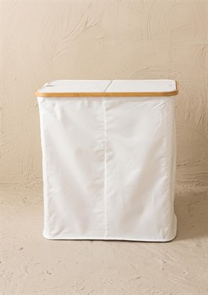 Vıch İki Bölmeli Katlanır Çamaşır Kirli Sepeti Krem 54x54x34 
