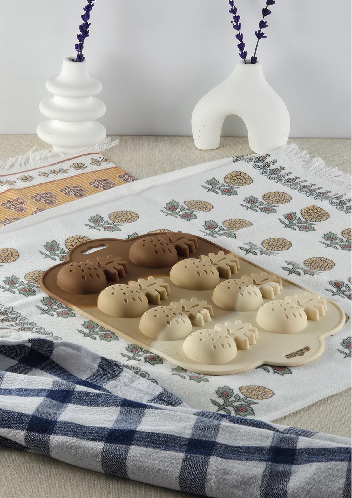 Silikon Kek Kalıbı - Ananas Desenli 8li Kurabiye Kalıbı - Isıya Dayanıklı