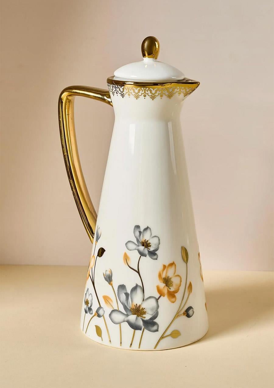 Jardim Porselen Yağlık - Yağdanlık, Sirkelik - 21 CM, 600 ML-Gold