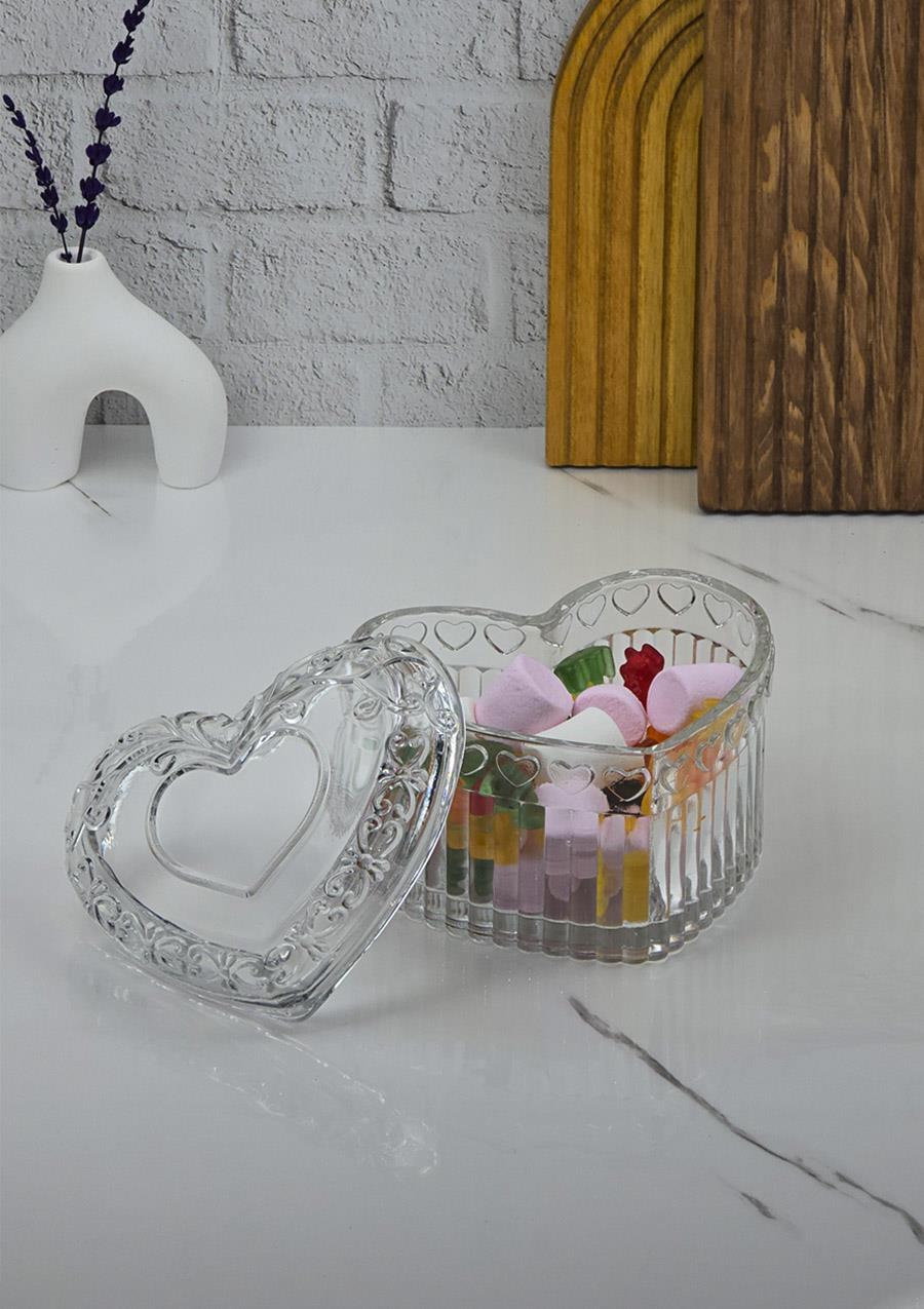 Büyük Boy Cam Tatlı Kasesi - Kapaklı Magnolya Kasesi - 2 Parça, 600 ML