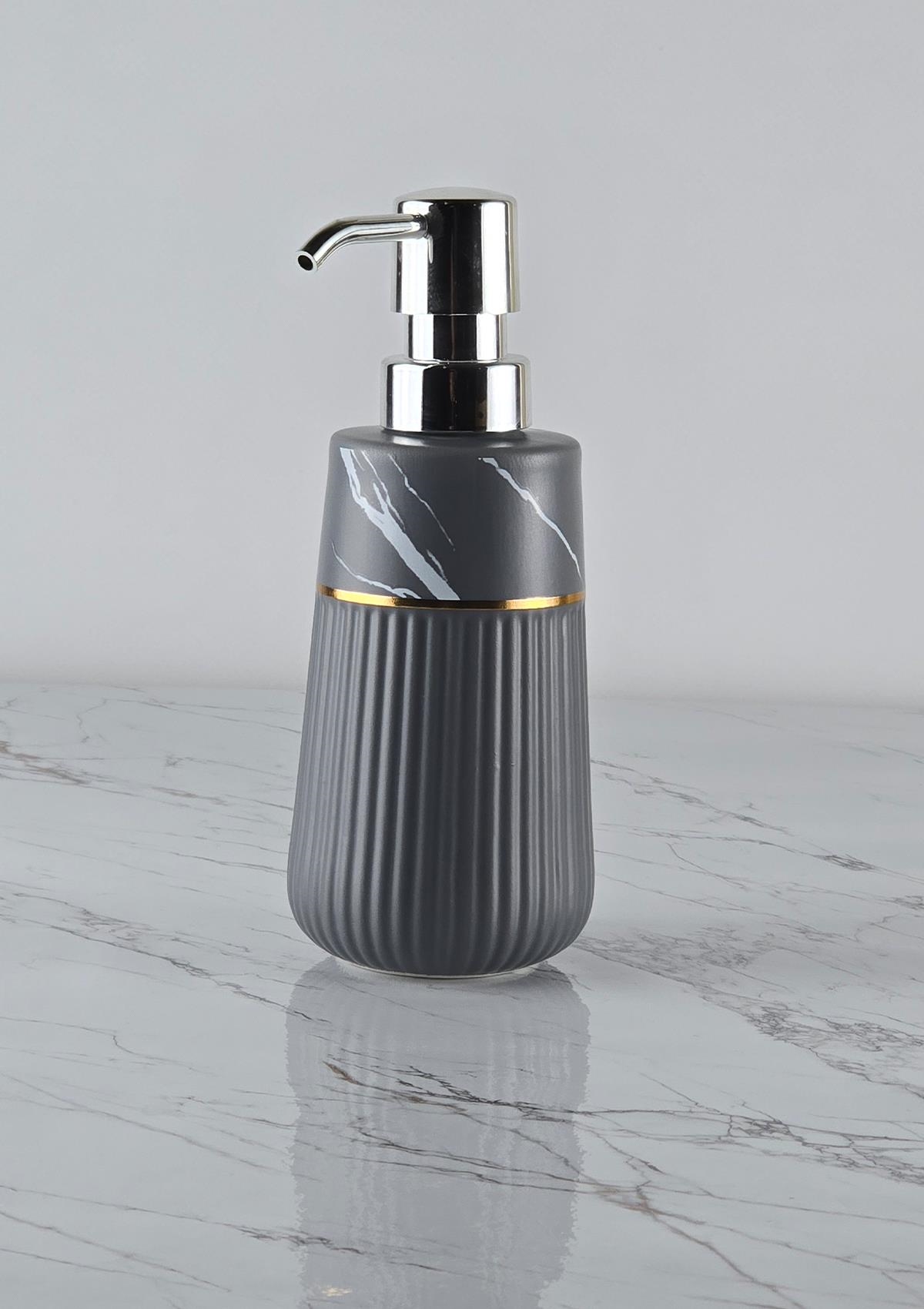 Seramik Sıvı Sabunluk - Banyo Mutfak Sıvı Sabunluğu - Gri - 250 ML
