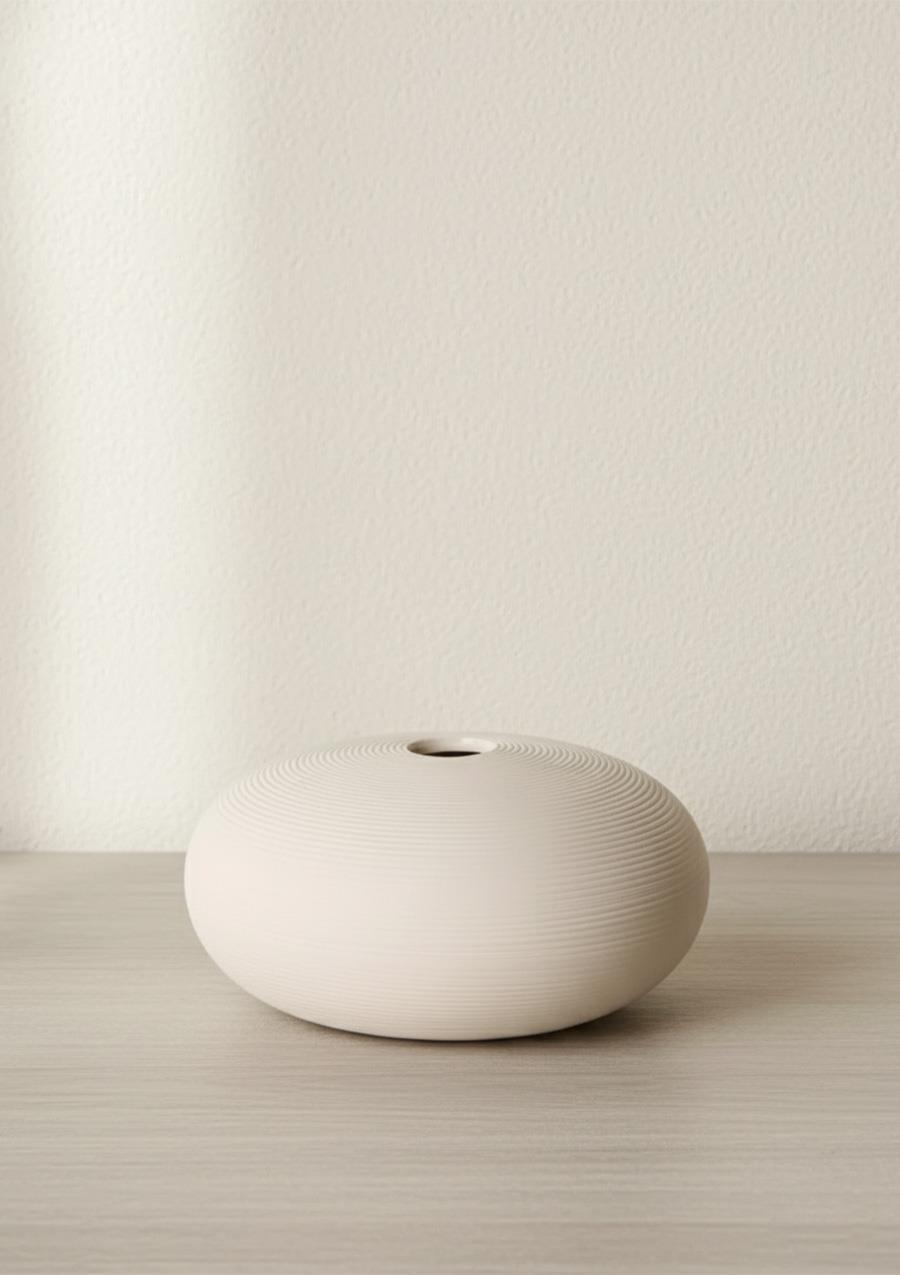 Fiona Seramik Vazo Yuvarlak, Beyaz 15x8 CM